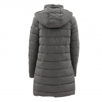 w-hooded padded longline  jacket
