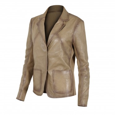 w-leather blazer brown